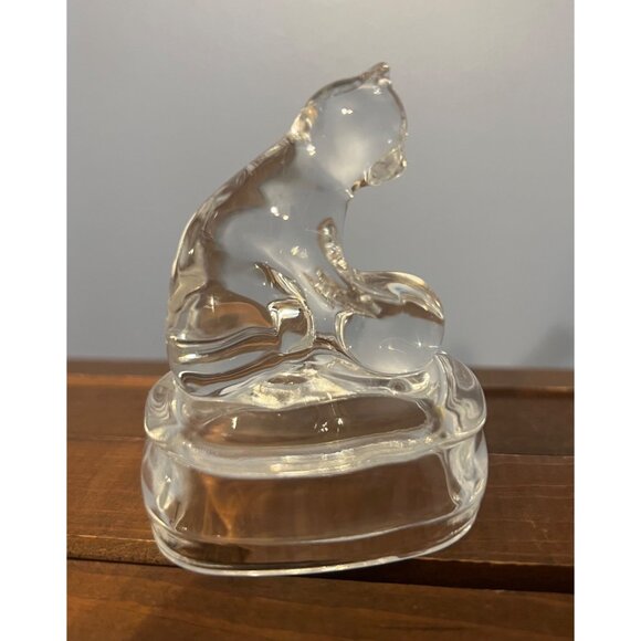 Vintage Avon Crystal‎ Cats Collection 24% Lead Crystal Set of 2 W Ball In Basket - Picture 6 of 12